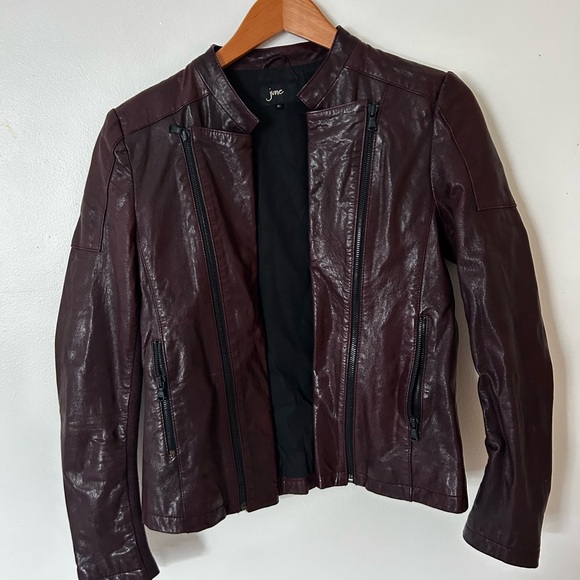 June Jackets & Blazers - June women’sVegan Leather Moto Jacket in Deep Burgundy
